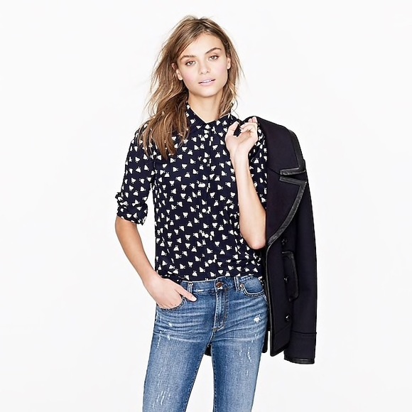 J. Crew Tops - JCREW Silk Boy Shirt in French Hen